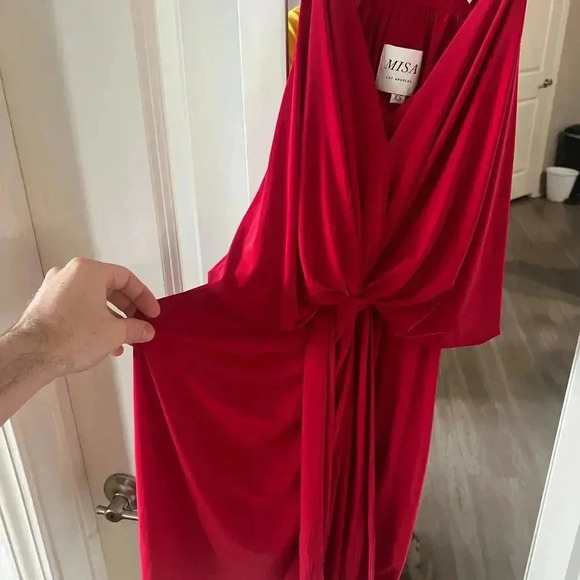 MISA Red Draped Mini Dress Size XS - Picture 4 of 5